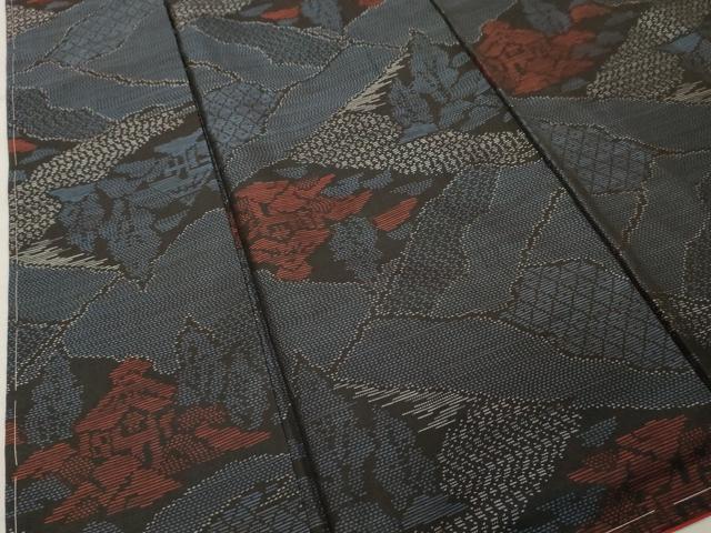平和屋着物■本場大島紬　切嵌風景文　正絹　逸品　DABF9961cd