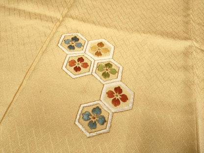 平和屋着物▼訪問着　駒刺繍　総刺繍　亀甲花文　三越扱い　正絹　逸品　DABF5955du