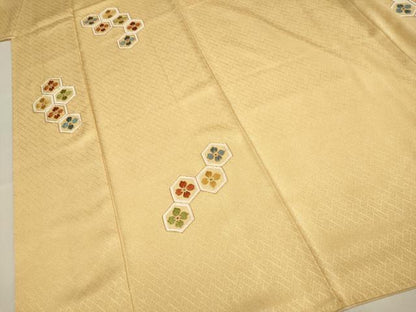 平和屋着物▼訪問着　駒刺繍　総刺繍　亀甲花文　三越扱い　正絹　逸品　DABF5955du
