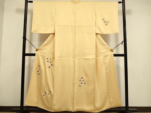 平和屋着物▼訪問着　駒刺繍　総刺繍　亀甲花文　三越扱い　正絹　逸品　DABF5955du