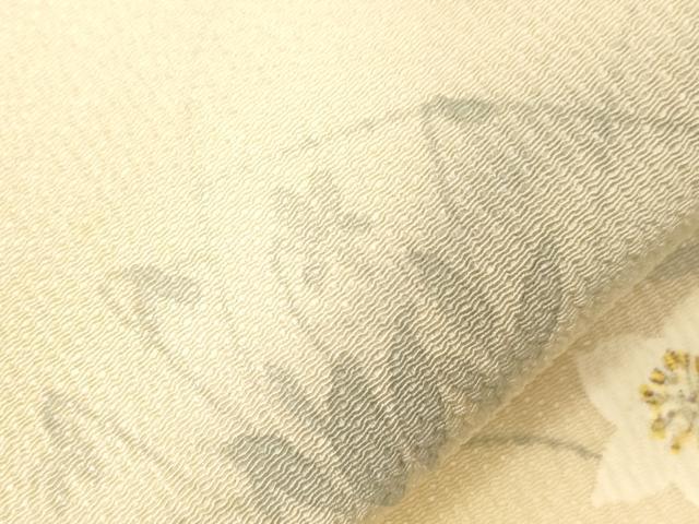 平和屋着物●九寸名古屋帯　手描き　草花文　鬼しぼ縮緬　正絹　逸品　CABG9524dy