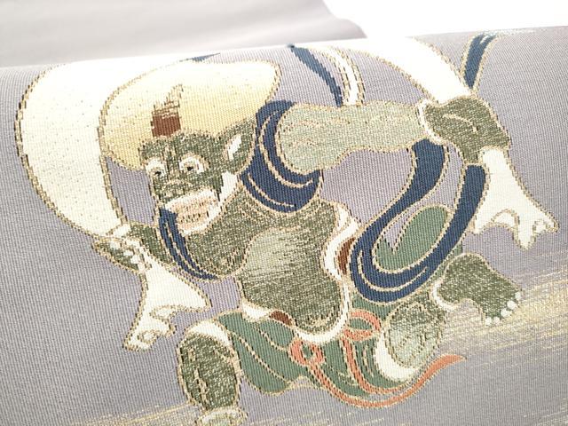 平和屋着物●爪掻き本綴れ　八寸名古屋帯　風神雷神　金糸　正絹　逸品　CABH4836hy