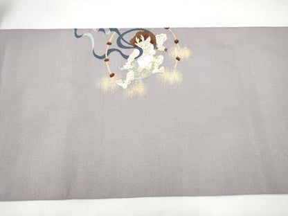 平和屋着物●爪掻き本綴れ　八寸名古屋帯　風神雷神　金糸　正絹　逸品　CABH4836hy