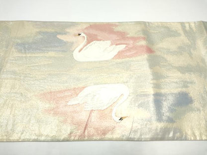 平和屋着物●太鼓柄袋帯　白鳥　金銀糸　鈴乃屋扱い　正絹　逸品　CABH4915hy