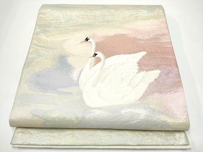 平和屋着物●太鼓柄袋帯　白鳥　金銀糸　鈴乃屋扱い　正絹　逸品　CABH4915hy