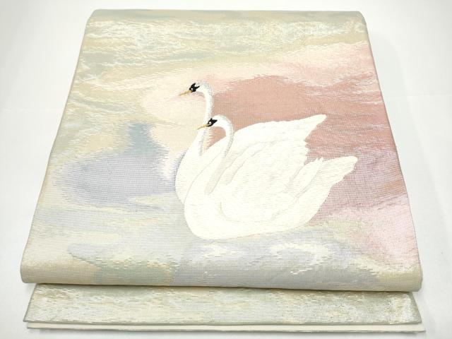 平和屋着物●太鼓柄袋帯　白鳥　金銀糸　鈴乃屋扱い　正絹　逸品　CABH4915hy