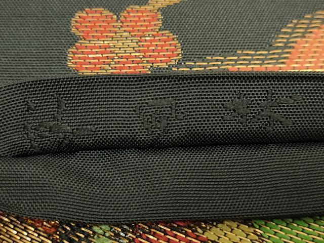 平和屋本店●極上　洛風林　工芸帯地　六通柄　本袋帯　更紗花唐草　羊羹色地　金銀糸　逸品　DZAB7273kh6