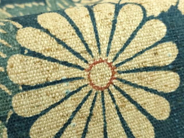 平和屋本店●希少　紺定　正藍型染師　田中昭夫　出羽の織座　八寸名古屋帯　桐花文　逸品　DZAB7262kh6