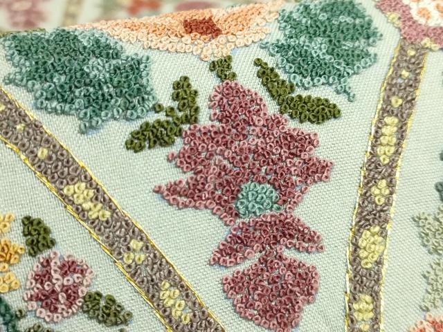 平和屋本店●極上　中国三大刺繍　相良刺繍　総刺繍　全通柄袋帯　草花文　金糸　逸品　DZAB7292kh6