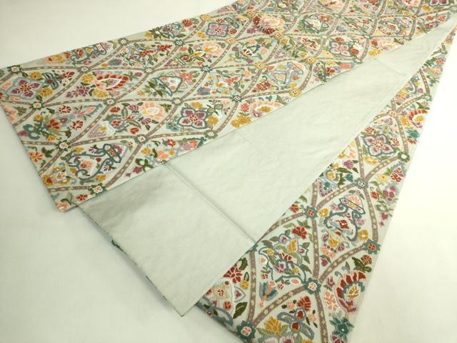 平和屋本店●極上　中国三大刺繍　相良刺繍　総刺繍　全通柄袋帯　草花文　金糸　逸品　DZAB7292kh6