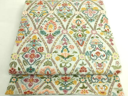 平和屋本店●極上　中国三大刺繍　相良刺繍　総刺繍　全通柄袋帯　草花文　金糸　逸品　DZAB7292kh6