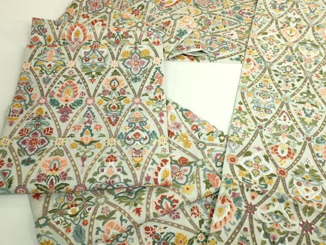 平和屋本店●極上　中国三大刺繍　相良刺繍　総刺繍　全通柄袋帯　草花文　金糸　逸品　DZAB7292kh6