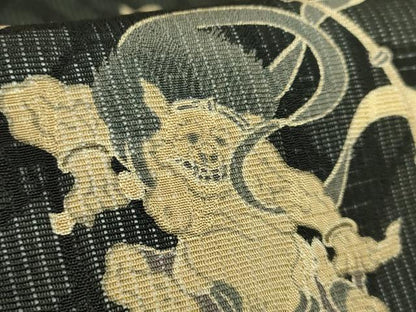 平和屋着物＊極上　夏物　九寸名古屋帯　風神雷神　黒地　逸品　DZAB7312kh6