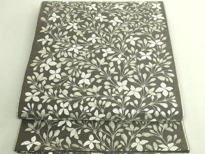 平和屋本店●極上　織楽浅野　六通柄袋帯　草花文　銀糸　逸品　DZAB7315kh6