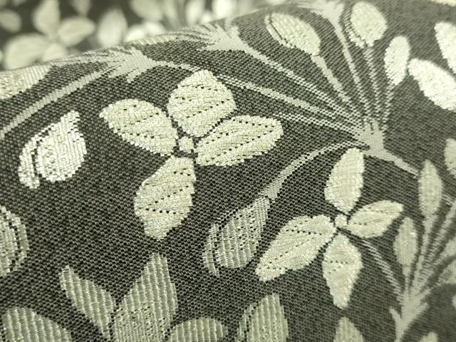 平和屋本店●極上　織楽浅野　六通柄袋帯　草花文　銀糸　逸品　DZAB7315kh6