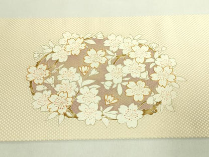 平和屋本店●極上　京都老舗銘店・に志田　九寸名古屋帯　駒刺繍　桜　金銀彩　たとう紙付き　逸品　DZAB7330kh6