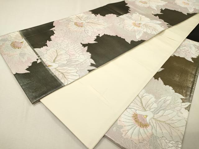 平和屋着物▼六通柄袋帯　草花　金銀糸　正絹　逸品　DABF2838fe