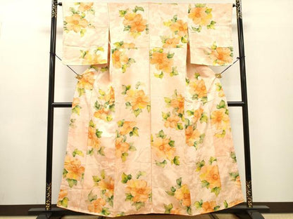 平和屋着物▼上質な小紋　地紋起こし　舞花　正絹　逸品　DABF2879fe