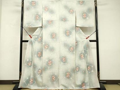 平和屋着物■上質な小紋　草花文　暈し染め　正絹　逸品　DABF9995cd