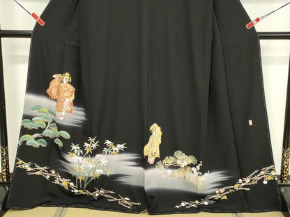 平和屋着物■豪華黒留袖　女人文　松竹梅　暈し染め　正絹　逸品　DABF9998cd