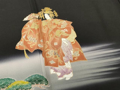 平和屋着物■豪華黒留袖　女人文　松竹梅　暈し染め　正絹　逸品　DABF9998cd