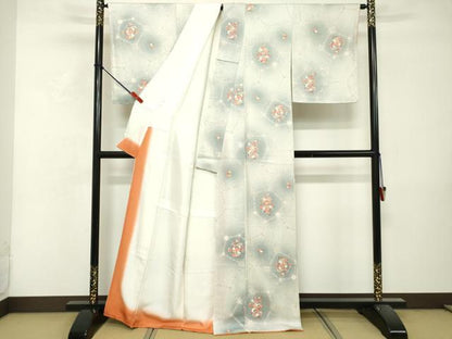 平和屋着物■上質な小紋　草花文　暈し染め　正絹　逸品　DABF9995cd