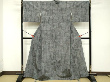 平和屋着物■上質な紬　抽象文様　正絹　逸品　DABG6531cd