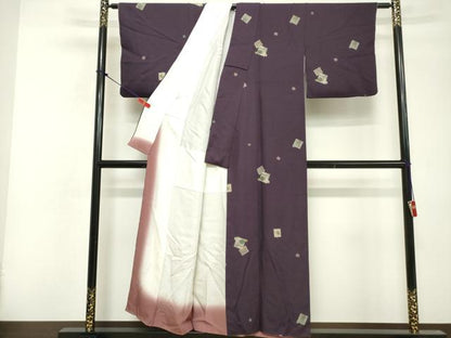 平和屋着物■上質な小紋　色紙舞桜文　金彩　正絹　逸品　DABF9982cd