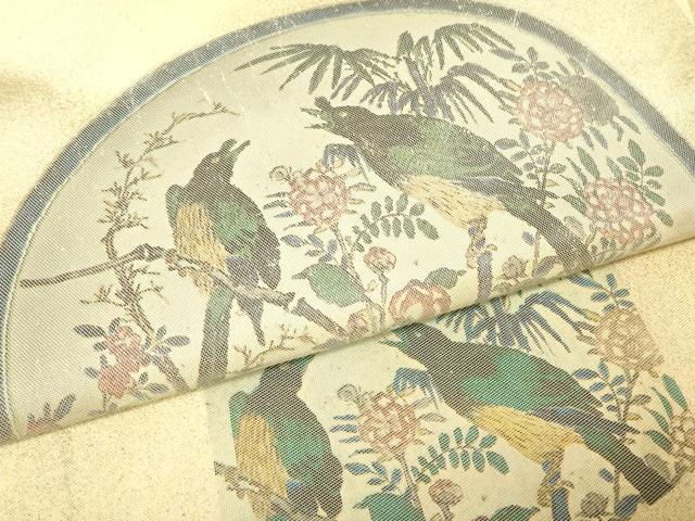 平和屋着物▼つけ帯　花鳥絵皿文　正絹　逸品　DABG0165az