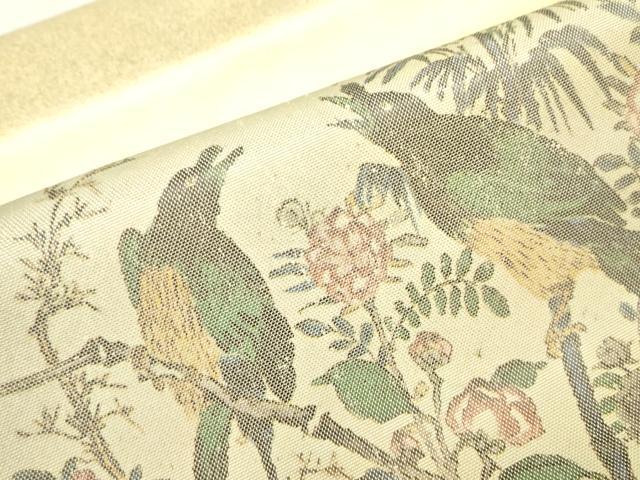 平和屋着物▼つけ帯　花鳥絵皿文　正絹　逸品　DABG0165az