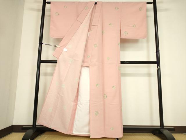 平和屋着物▽小紋　単衣　花丸文　洗える着物　未使用　DABG0219az