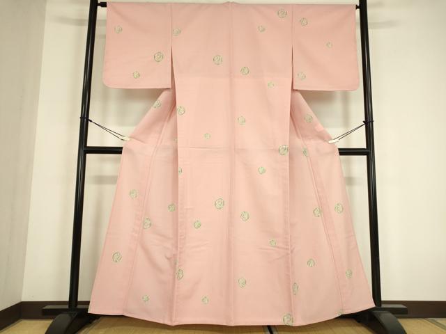 平和屋着物▽小紋　単衣　花丸文　洗える着物　未使用　DABG0228az