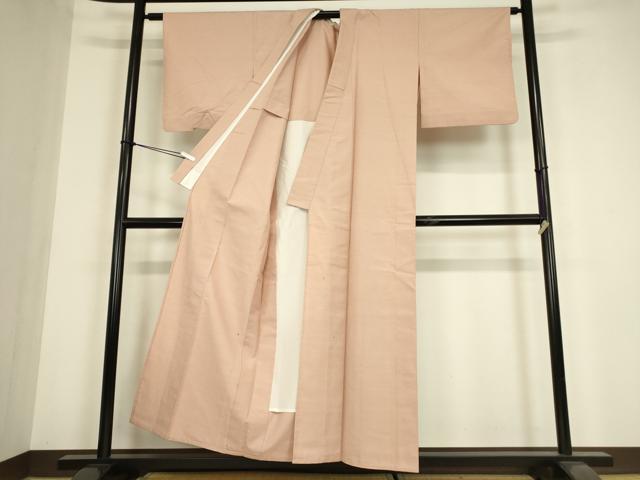 平和屋着物▽本場真綿絢結城紬　単衣　水柿色　証紙付き　正絹　逸品DABG0214az