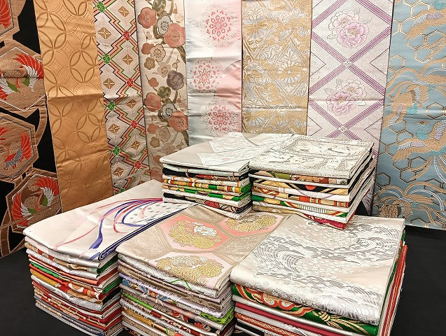 平和屋着物■袋帯 西陣 まとめて100点 鶴 孔雀 尾長鳥 鴛鴦 松竹梅 七宝 正倉院 竜田川文様 佐賀錦 金銀糸 未使用品あり 全て正絹 mmm1106