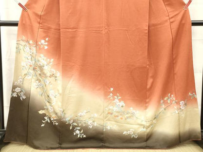 平和屋着物■訪問着　枝花文　暈し染め　金銀彩　正絹　逸品　DABF6449zy