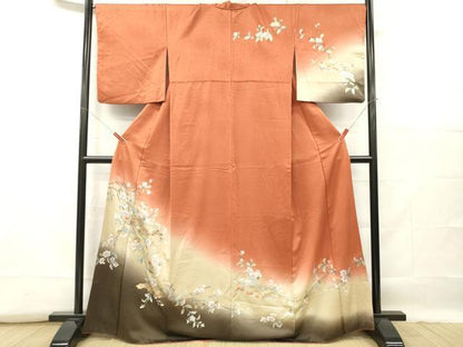 平和屋着物■訪問着　枝花文　暈し染め　金銀彩　正絹　逸品　DABF6449zy