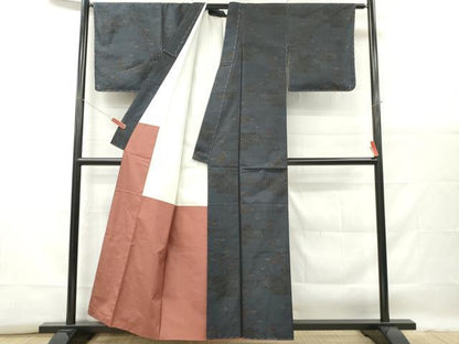 平和屋着物■本場大島紬　笹の葉文　正絹　逸品　DABF6450zy