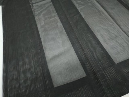 平和屋着物▽道中着　スリーシーズン　春夏秋　塵除け　二重紗　縞　黒地　正絹　逸品　DABF1889ud