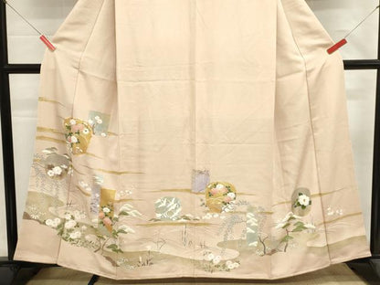 平和屋着物■豪華色留袖　駒刺繍　短冊花文　金彩　正絹　逸品　未使用　DABG6571cd