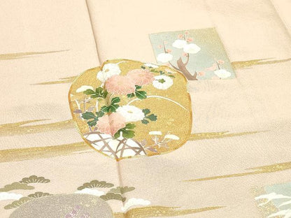 平和屋着物■豪華色留袖　駒刺繍　短冊花文　金彩　正絹　逸品　未使用　DABG6571cd