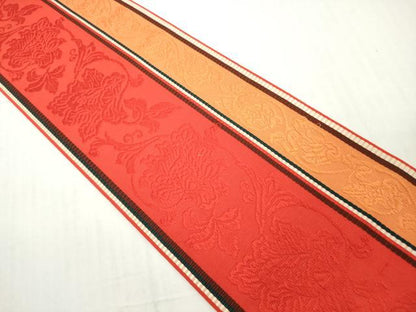 平和屋着物◎本場筑前博多織　半幅帯　花間道　証紙付き　正絹　逸品　DABG6075xg