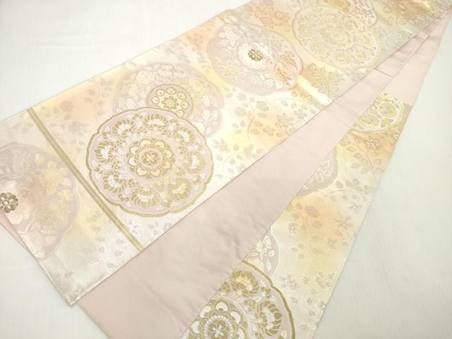 平和屋着物◎西陣の名門　本家加納　六通柄袋帯　翁　鏡裏花文　金銀糸　引箔　三越扱い　正絹　逸品　DABG6082xg
