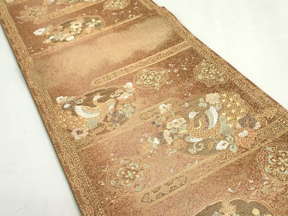 平和屋着物◎両面　六通柄袋帯　唐織　花鳥文　金糸　鈴乃屋扱い　正絹　逸品　DABF8318we