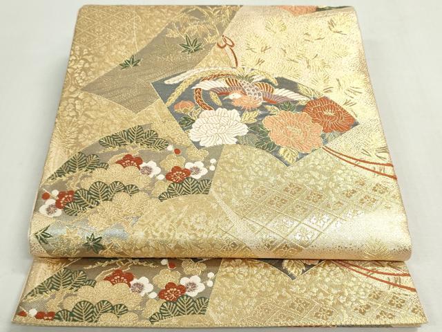 平和屋着物◎六通柄袋帯　唐織　地紙鳳凰花文　金銀糸　正絹　逸品　DABF8307we