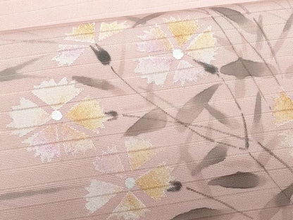平和屋着物＊夏物　九寸名古屋帯　手描き　枝花文　CABG9897fb