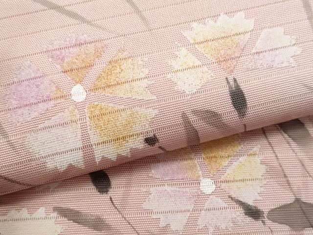 平和屋着物＊夏物　九寸名古屋帯　手描き　枝花文　CABG9897fb