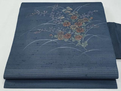 平和屋着物＊夏物　九寸名古屋帯　紬地　ろうけつ染　枝花文　正絹　逸品　CABG9901fb