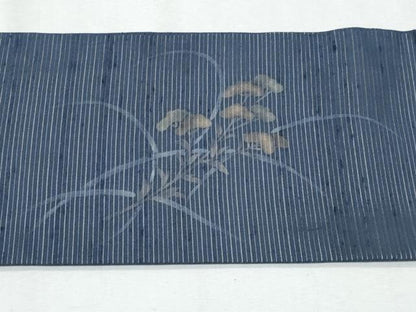 平和屋着物＊夏物　九寸名古屋帯　紬地　ろうけつ染　枝花文　正絹　逸品　CABG9901fb