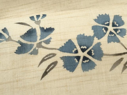 平和屋着物＊夏物　九寸名古屋帯　枝花文　麻　逸品　CABG9899fb