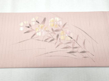 平和屋着物＊夏物　九寸名古屋帯　手描き　枝花文　CABG9897fb